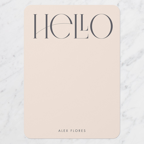 Stylized Welcome Personal Stationery, Beige, 5x7 Flat, Pearl Shimmer Cardstock, Rounded