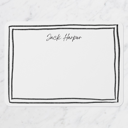 Doubled Lines Personal Stationery, Black, 5x7 Flat, 100% Recycled Cardstock , Rounded