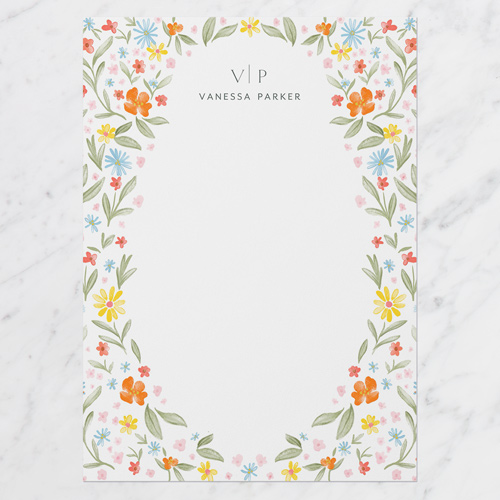 Micro Florals Personal Stationery, White, 5x7 Flat, Matte, Signature Smooth Cardstock, Square