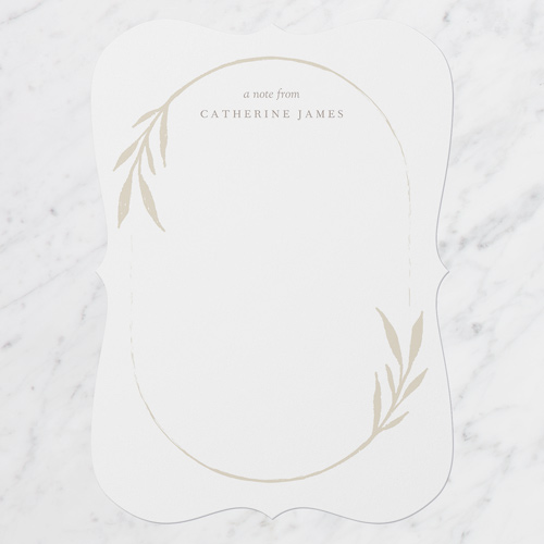 Oval Laurels Personal Stationery, Beige, 5x7 Flat, Matte, Signature Smooth Cardstock, Bracket