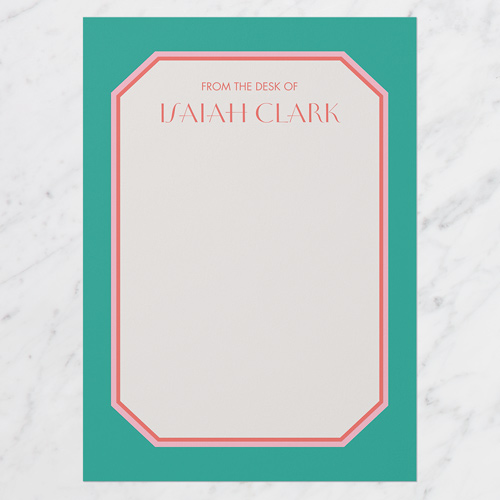 Trimmed Corners Personal Stationery, Green, 5x7 Flat, Luxe Double-Thick Cardstock, Square