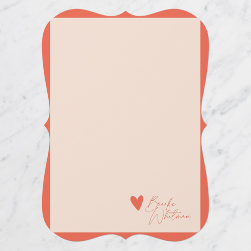 Heart Signature Personal Stationery, Red, 5x7 Flat, Pearl Shimmer Cardstock, Bracket