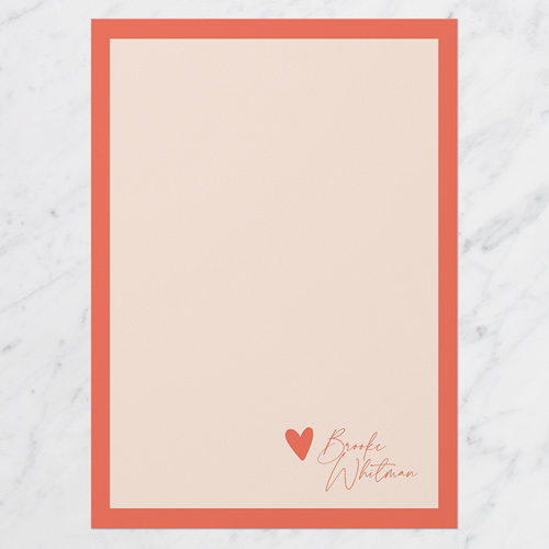 Heart Signature Personal Stationery, Red, 5x7 Flat, Pearl Shimmer Cardstock, Square