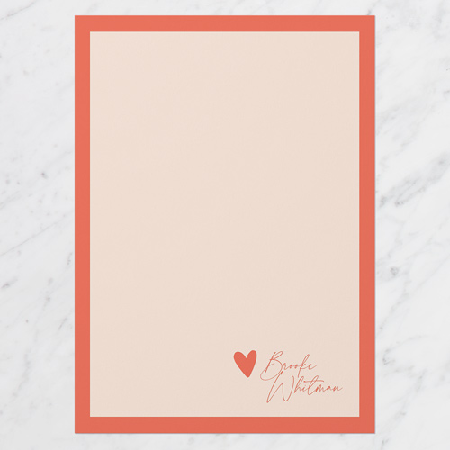 Heart Signature Personal Stationery, Red, 5x7 Flat, Standard Smooth Cardstock, Square