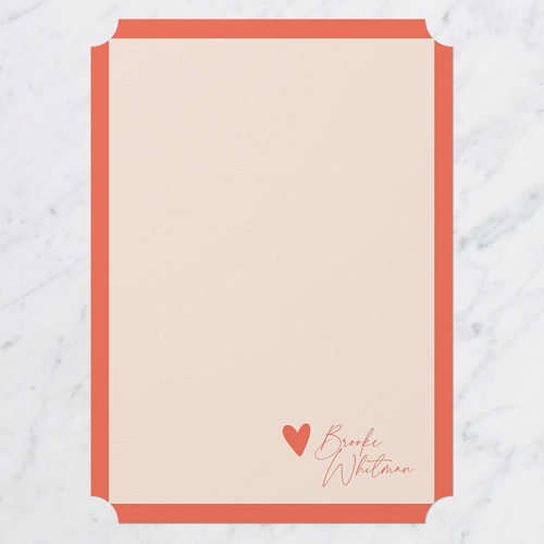 Heart Signature Personal Stationery, Red, 5x7 Flat, Pearl Shimmer Cardstock, Ticket
