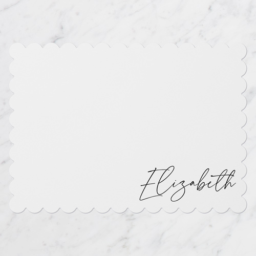 Script Signature Personal Stationery, White, 5x7 Flat, Matte, Signature Smooth Cardstock, Scallop