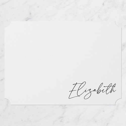Script Signature Personal Stationery, White, 5x7 Flat, Pearl Shimmer Cardstock, Ticket
