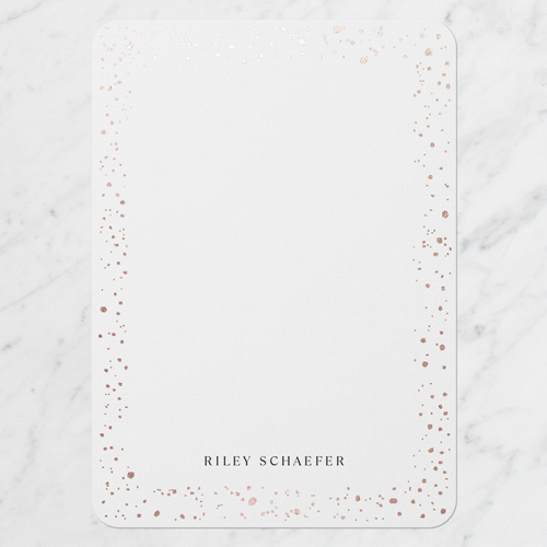 Confetti Boundary Personal Stationery, Rose Gold Foil, White, 5x7 Flat, Matte, Signature Smooth Cardstock, Rounded, White