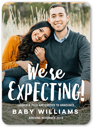 We're Expecting Pregnancy Annoucement, none, White, 5x7 Flat, 100% Recycled Cardstock , Rounded