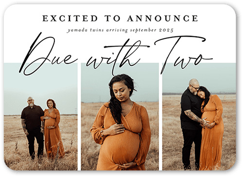 Expecting Two Pregnancy Announcement, White, 5x7 Flat, Matte, Signature Smooth Cardstock, Rounded