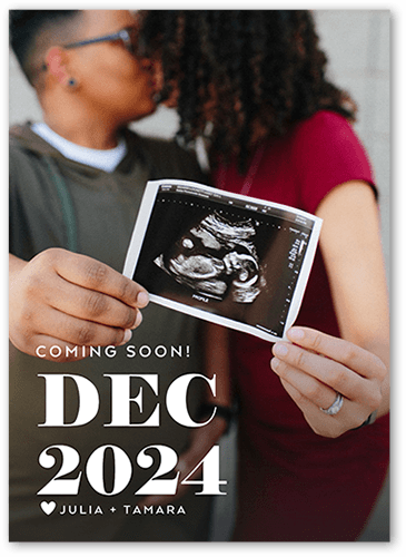 Our Proud Date Pregnancy Announcement, White, 5x7 Flat, Write Your Own Greeting, Matte, Signature Smooth Cardstock, Square, White