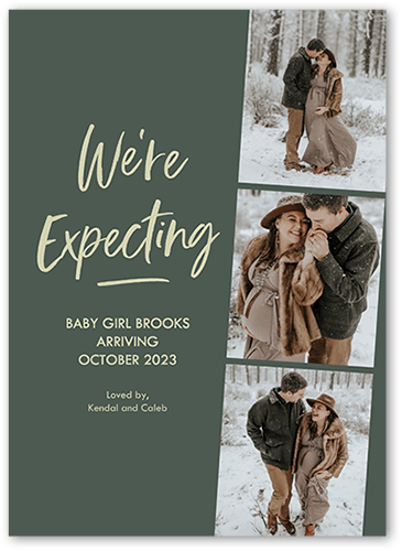 Expecting Filmstrip Pregnancy Announcement, Green, 5x7 Flat, 100% Recycled Cardstock , Square