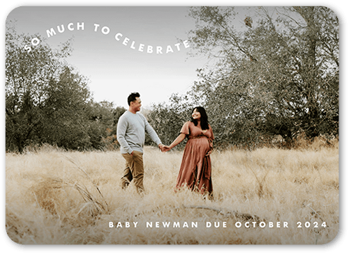 Celebrate Trail Pregnancy Announcement, White, 5x7 Flat, 100% Recycled Cardstock , Rounded