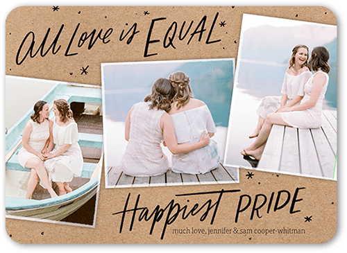 Happy Love Pride Month Greeting Card, Brown, 5x7 Flat, Standard Smooth Cardstock, Rounded