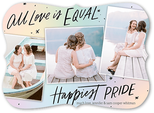 Happy Love Pride Month Greeting Card, Green, 5x7 Flat, Pearl Shimmer Cardstock, Bracket