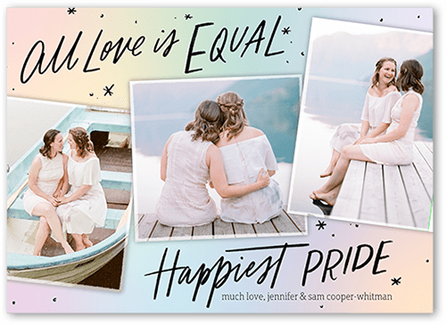 Happy Love Pride Month Greeting Card, Green, 5x7 Flat, Luxe Double-Thick Cardstock, Square
