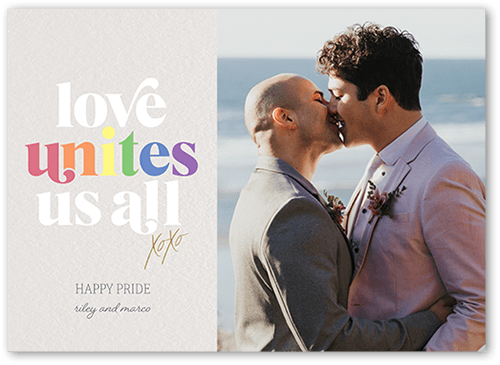 Passion Unites Pride Month Greeting Card, Grey, 5x7 Flat, 100% Recycled Cardstock ?, Square