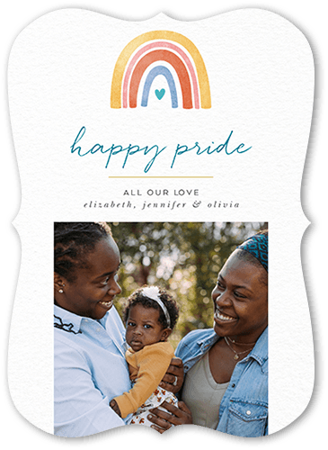Rainbow Pride Pride Month Greeting Card, White, 5x7 Flat, Pearl Shimmer Cardstock, Bracket, White
