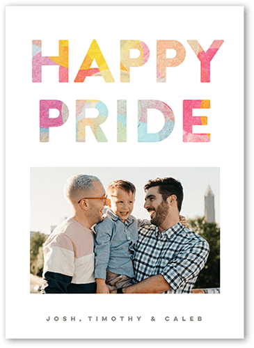 Gleaming Passion Pride Month Greeting Card, White, 5x7 Flat, Pearl Shimmer Cardstock, Square