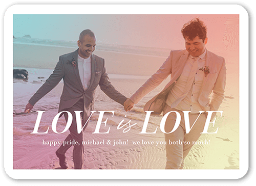 Love Lives Pride Month Greeting Card, Yellow, 5x7 Flat, Standard Smooth Cardstock, Rounded, Lemon