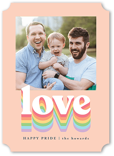 Love Rainbow Pride Month Greeting Card, Beige, 5x7 Flat, Pearl Shimmer Cardstock, Ticket, White