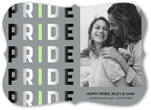 Agender Flag Pride Month Greeting Card, Grey, 5x7 Flat, 100% Recycled Cardstock , Bracket