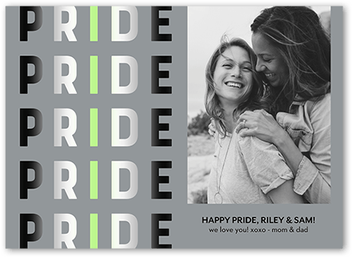 Agender Flag Pride Month Greeting Card, Grey, 5x7 Flat, Standard Smooth Cardstock, Square, Ash