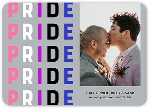 Genderfluid Flag Pride Month Greeting Card, Grey, 5x7 Flat, Standard Smooth Cardstock, Rounded, Ash