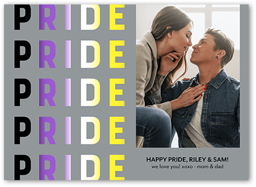 Nonbinary Flag Pride Month Greeting Card, Grey, 5x7 Flat, Matte, Signature Smooth Cardstock, Square, Ash