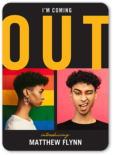 Coming Out Pride Month Greeting Card, Grey, 5x7 Flat, 100% Recycled Cardstock , Rounded