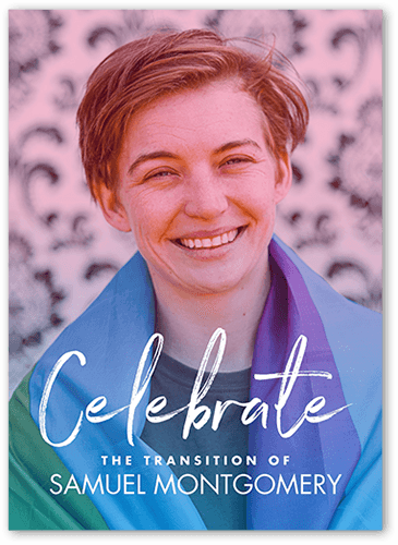 Transcendent Transition Pride Month Greeting Card, White, 5x7 Flat, Standard Smooth Cardstock, Square