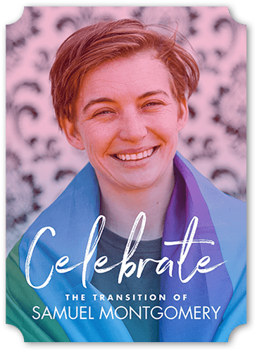 Transcendent Transition Pride Month Greeting Card, White, 5x7 Flat, 100% Recycled Cardstock , Ticket