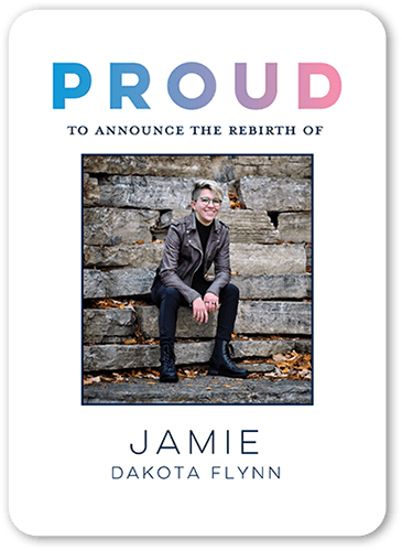 Simply Proud Pride Month Greeting Card, White, 5x7 Flat, Pearl Shimmer Cardstock, Rounded, White