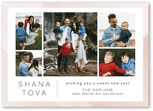 Modern Trim Rosh Hashanah Card, Beige, 5x7 Flat, 100% Recycled Cardstock , Square, Pearl