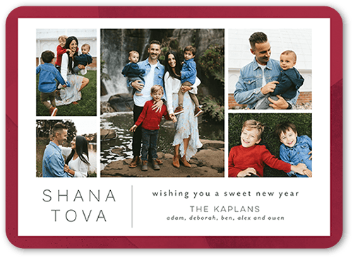 Modern Trim Rosh Hashanah Card, Red, 5x7 Flat, 100% Recycled Cardstock , Rounded