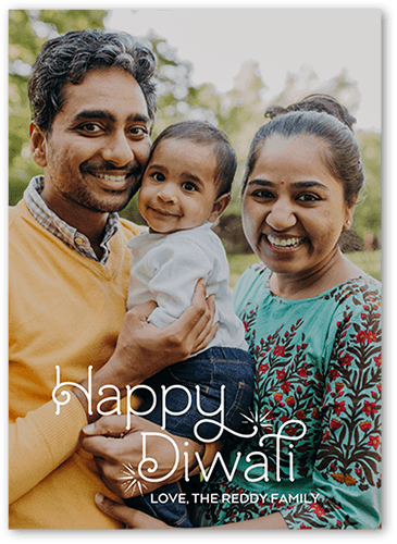 Simple Swirls Diwali Card, White, 5x7 Flat, Matte, Signature Smooth Cardstock, Square