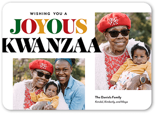 Joyous Dreams Kwanzaa Card, White, 5x7 Flat, Kwanzaa, Standard Smooth Cardstock, Rounded