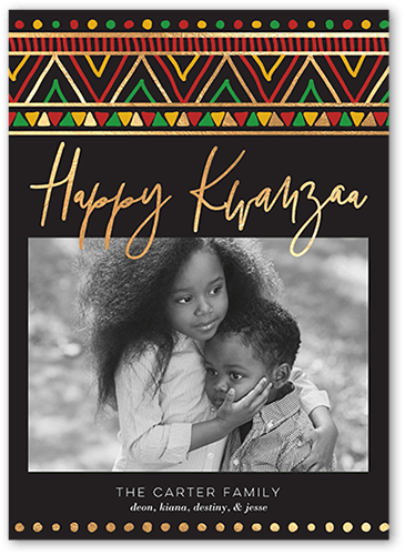 Printed Pattern Kwanzaa Card, Grey, 5x7 Flat, Kwanzaa, Pearl Shimmer Cardstock, Square