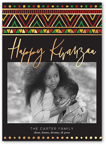 Printed Pattern Kwanzaa Card, Grey, 5x7 Flat, Kwanzaa, Standard Smooth Cardstock, Square