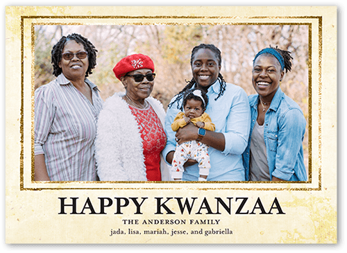 Textured Trim Kwanzaa Card, Beige, 5x7 Flat, Kwanzaa, Matte, Signature Smooth Cardstock, Square