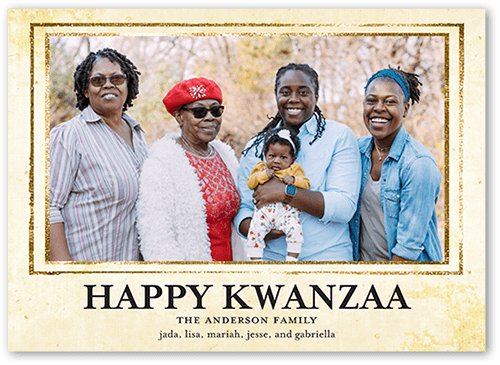 Textured Trim Kwanzaa Card, Beige, 5x7 Flat, Kwanzaa, 100% Recycled Cardstock ?, Square