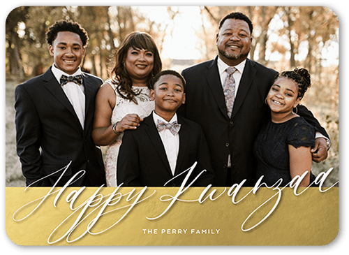 Elegant Blessing Kwanzaa Card, Yellow, 5x7 Flat, Kwanzaa, Matte, Signature Smooth Cardstock, Rounded, Golden