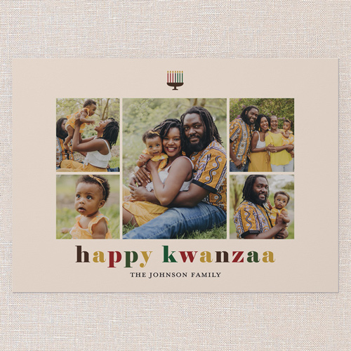 Candlelight Wishes Kwanzaa Card, Beige, 5x7 Flat, Kwanzaa, Matte, Signature Smooth Cardstock, Square, Adobe Blush