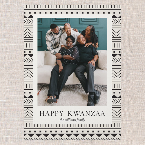 Tribal Border Kwanzaa Card, Beige, 5x7 Flat, Kwanzaa, Luxe Double-Thick Cardstock, Square, Cream