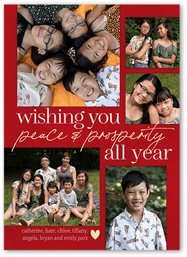 Prosperous Year Lunar New Year Card, Red, 5x7 Flat, Luxe Double-Thick Cardstock, Square