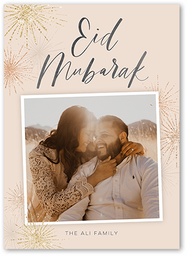 Bold Sparks Eid Card, Beige, 5x7 Flat, Standard Smooth Cardstock, Square, Adobe Blush