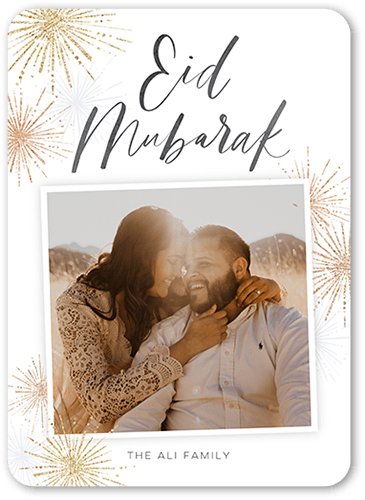 Bold Sparks Eid Card, White, 5x7 Flat, Standard Smooth Cardstock, Rounded