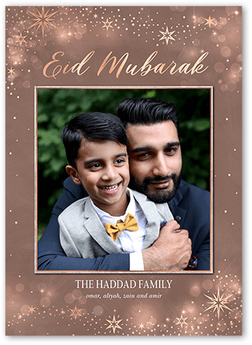 Lustrous Background Eid Card, Beige, 5x7 Flat, Luxe Double-Thick Cardstock, Square