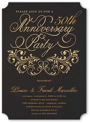 Filigree Love Wedding Anniversary Invitation, Grey, 5x7, Matte, Signature Smooth Cardstock, Ticket