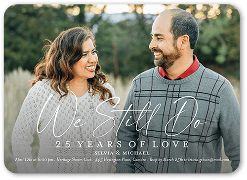 Still Do Wedding Anniversary Invitation, White, 5x7 Flat, 100% Recycled Cardstock , Rounded